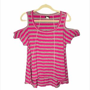 TORRID STRIPED COLD SHOULDER TEE Size 0